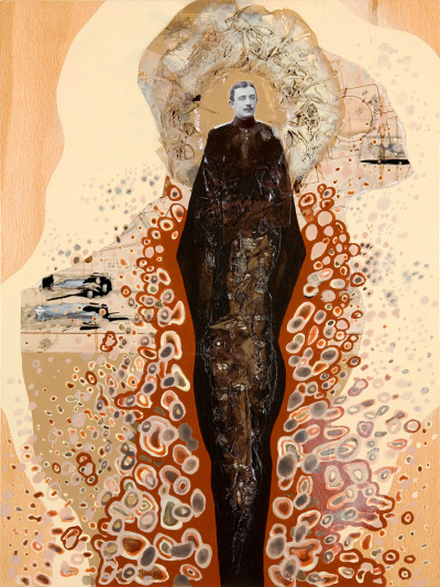 Timeline 31, mixed media on wooden body, 30 x 40 cm