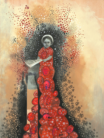 Timeline 11, mixed media on wooden body, 30 x 40 cm